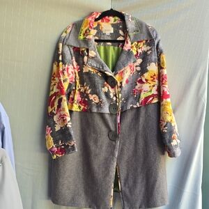 BREZZIN Gray and Pink Floral Jacket with Modern Flair